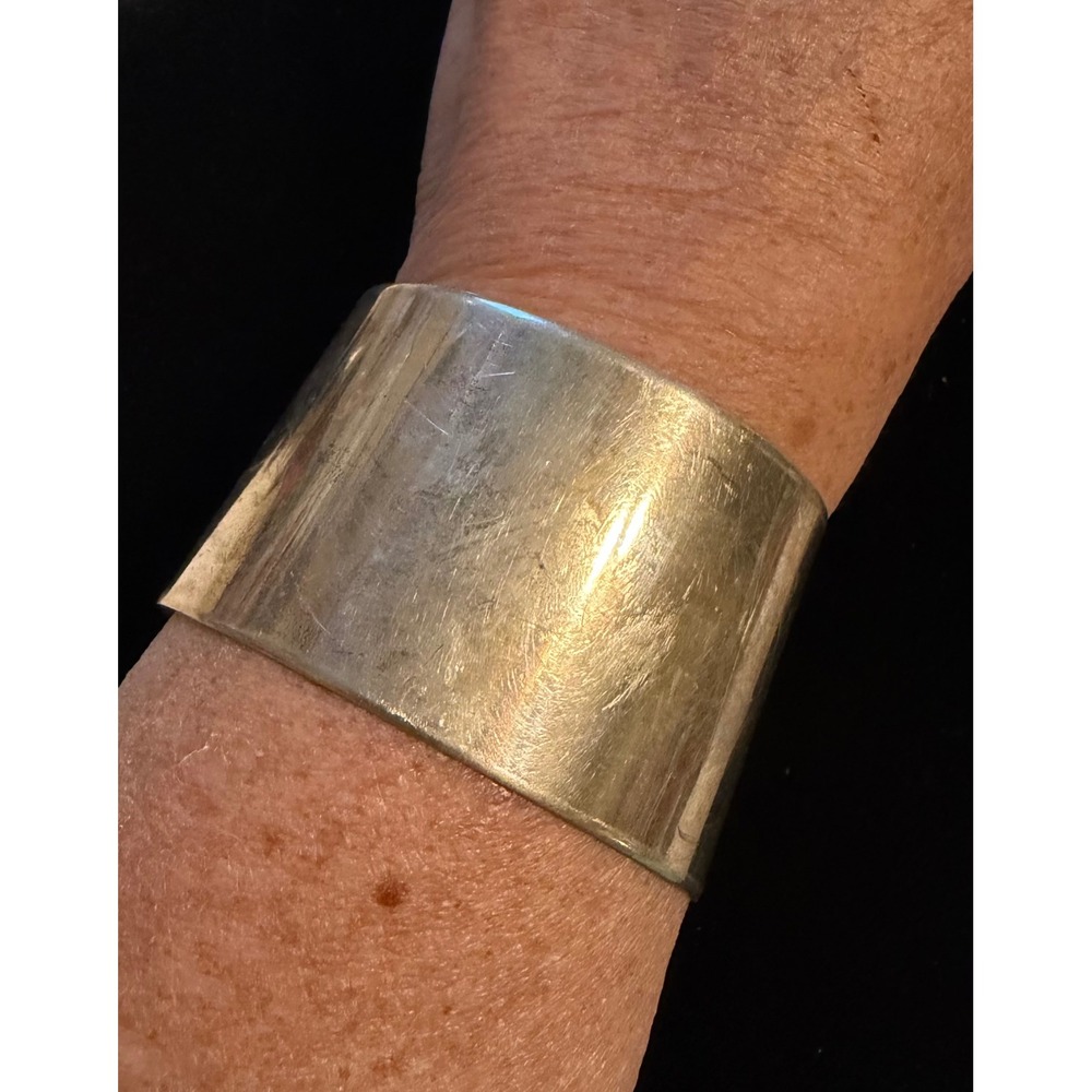 Vintage Sterling Silver Wide Plain Cuff Bracelet 59 grams Minimalist